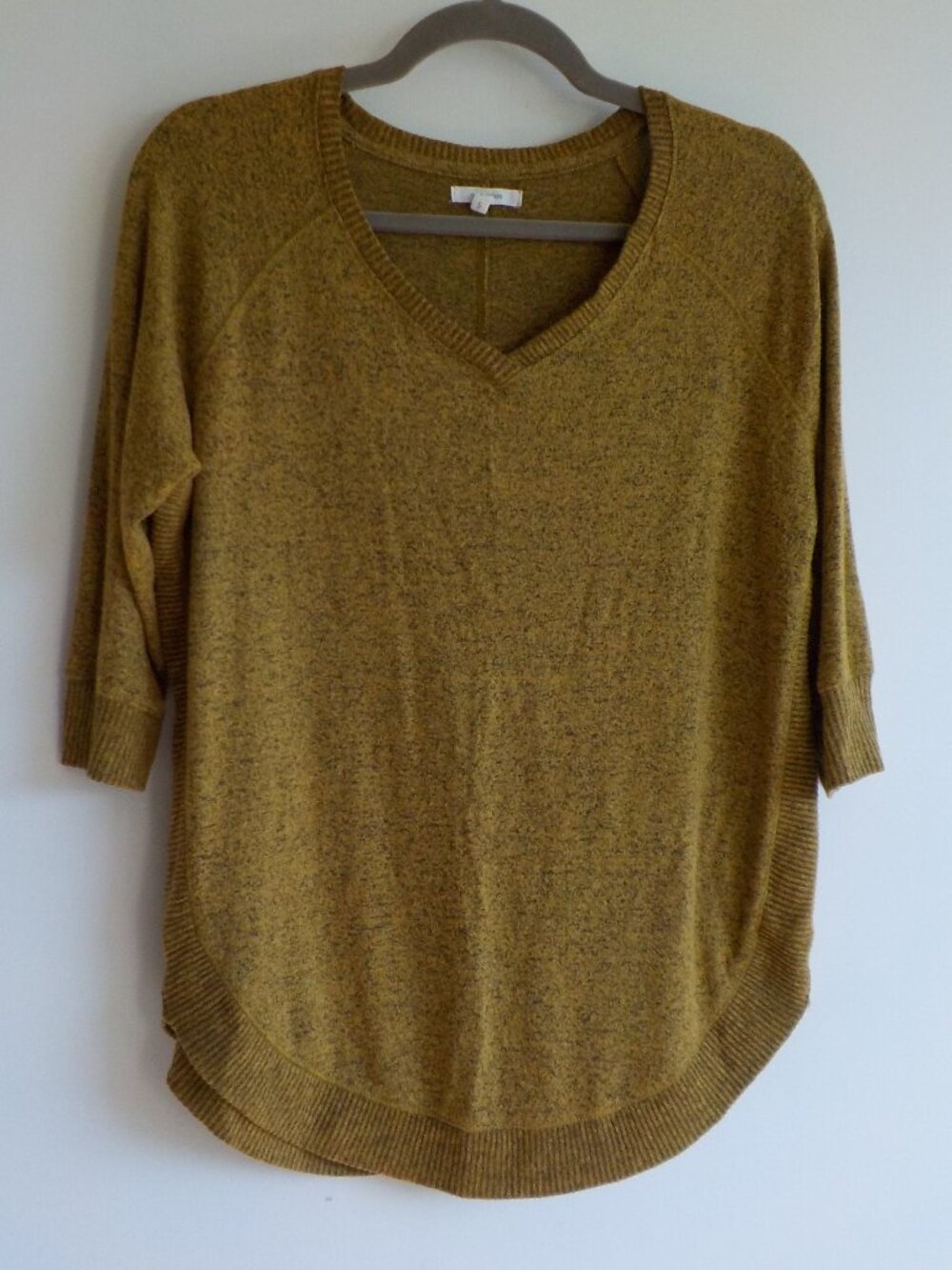 Maurices Sweater - Small - Mustard/Black Mix V-neck Short Sleeve (2423)